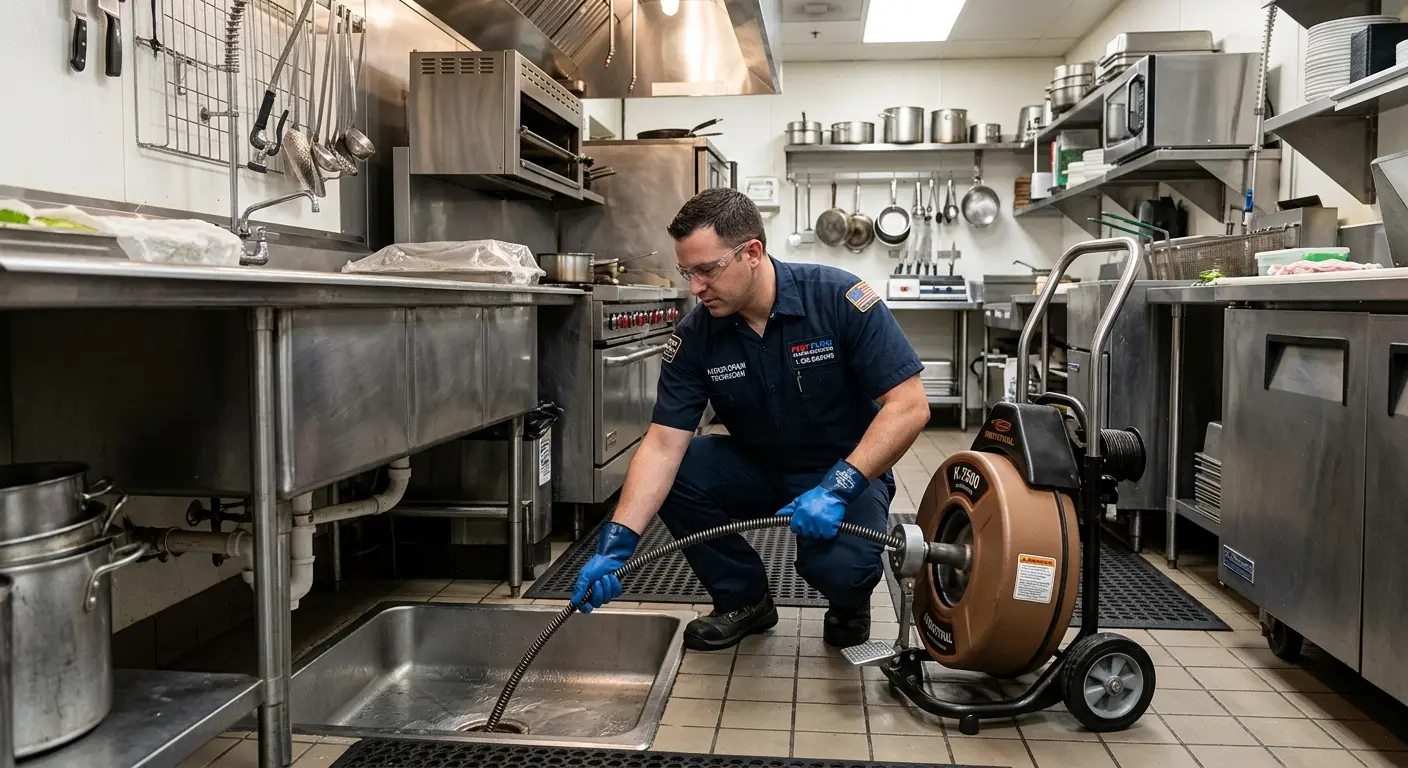 Commercial drain cleaning service in a restaurant kitchen in Samsula-Spruce Creek